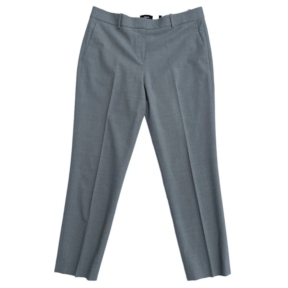 Theory Tapered Straight Leg Mid Rise Minimalist Office Chic Trouser Pant Size 8